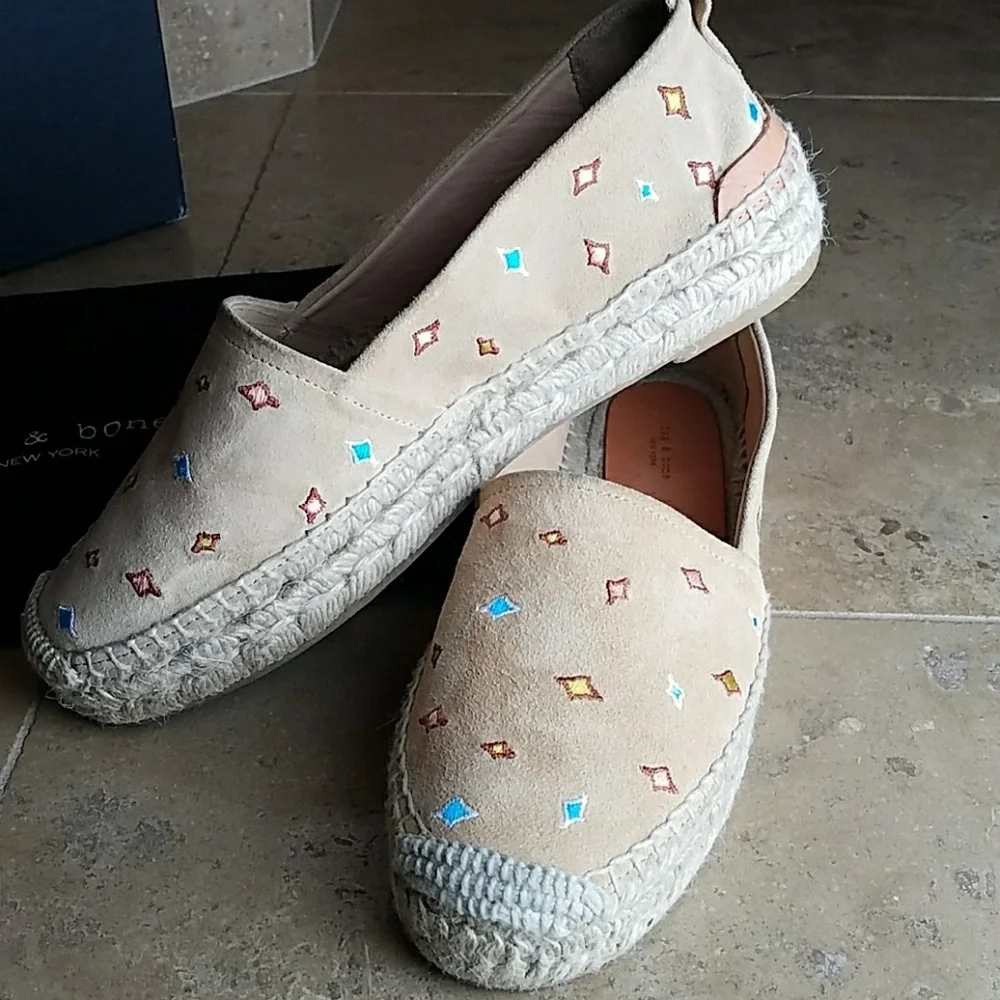 Rag & Bone Adria Embroidered Suede Espadrille